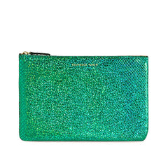 Pochette "Love" cuir Facette Vert