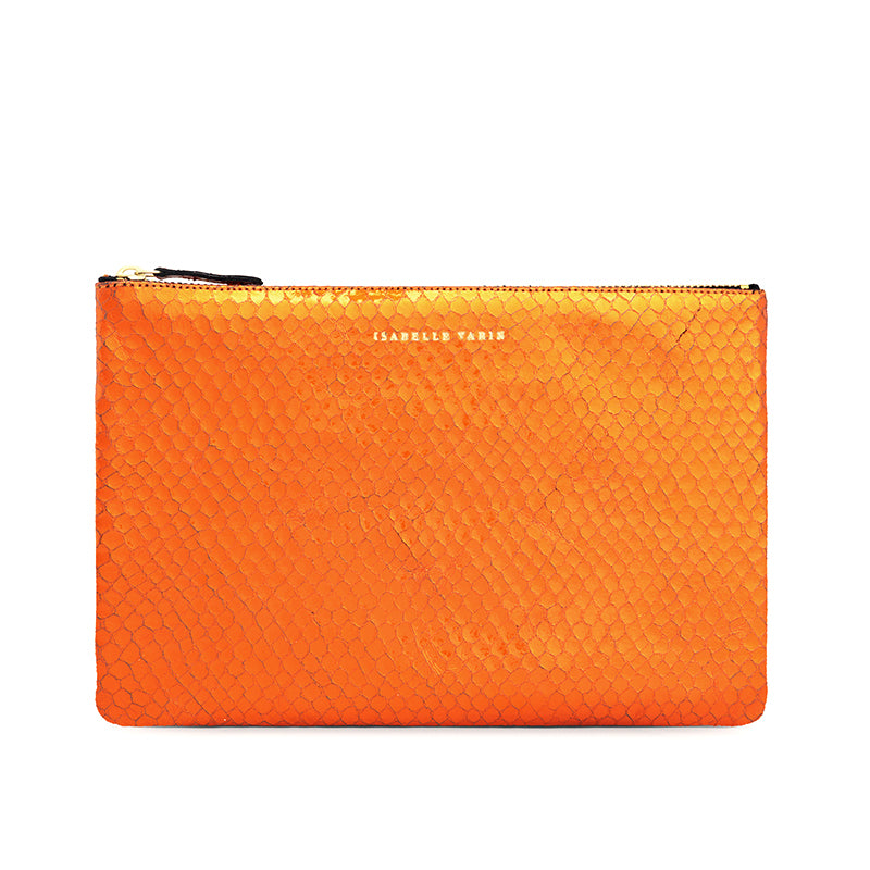 Pochette "Love" cuir Bubble Orange