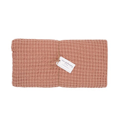 Plaid "Mireille" coton bio gaufré - Vieux rose