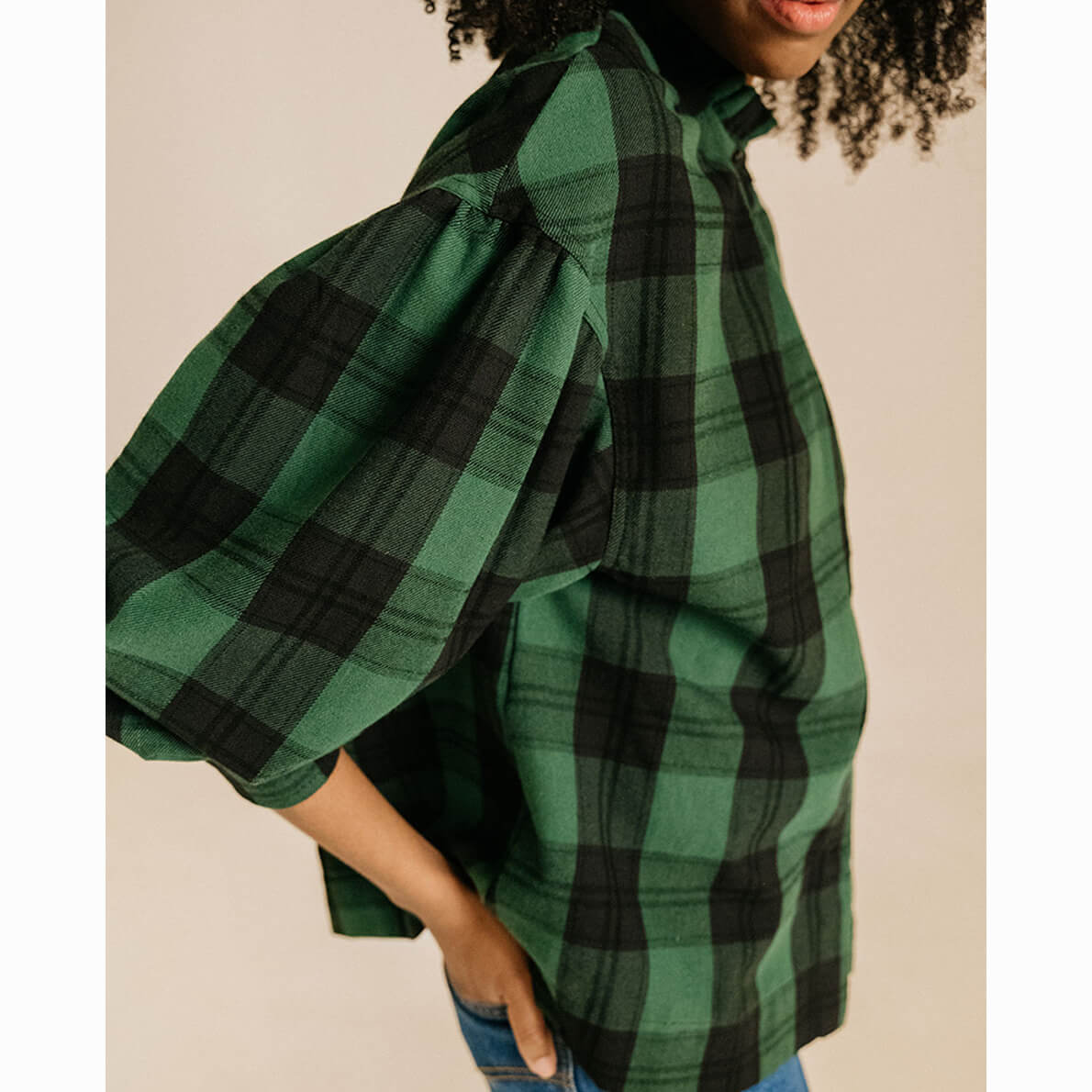 Chemise Victorienne "Bohem Beth" - Tartan forêt