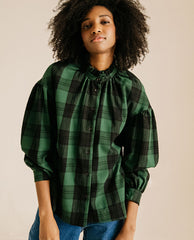 Chemise Victorienne "Bohem Beth" - Tartan forêt