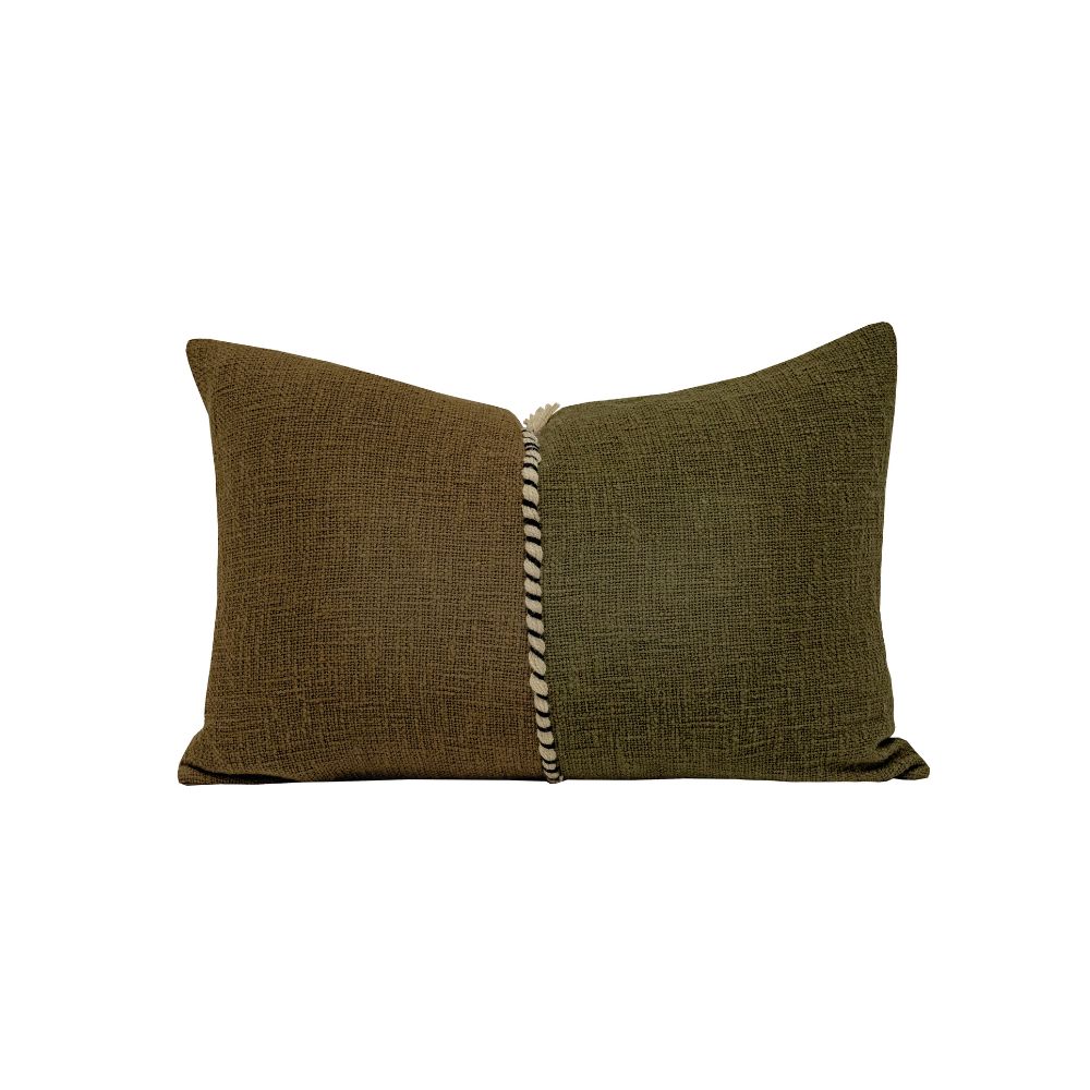 Coussin coton flammé  "Espresso" - Bronze & kaki