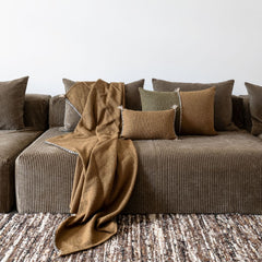 Coussin coton flammé  "Espresso" - Bronze & kaki