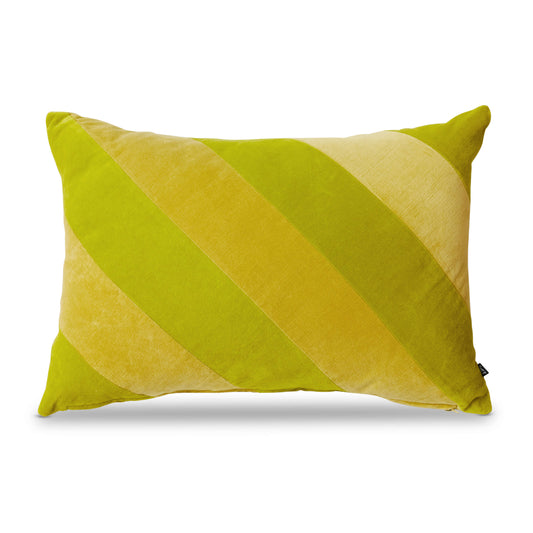 Coussin rayé velours - Absynthe /jaune