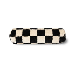 Coussin traversin tufté damier - Noir/crème