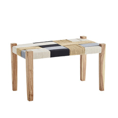 Banc en bois, jute & coton