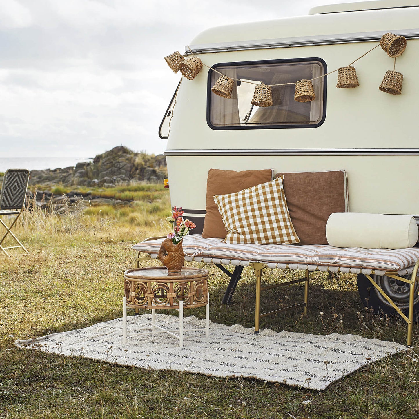 Housse de coussin Vichy - Ocre