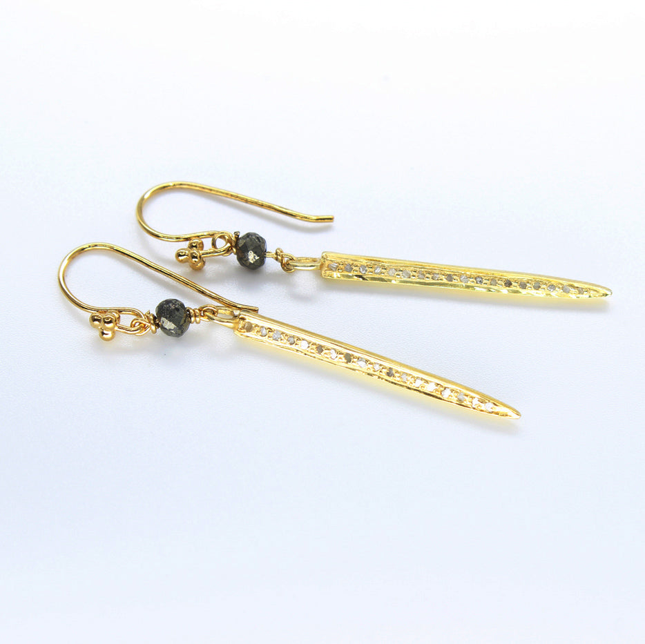 Boucles d'oreilles "Solaris Arrow" - Diamants Polki & Pyrites