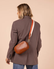 Sac caméra "Maya" cuir - Cognac