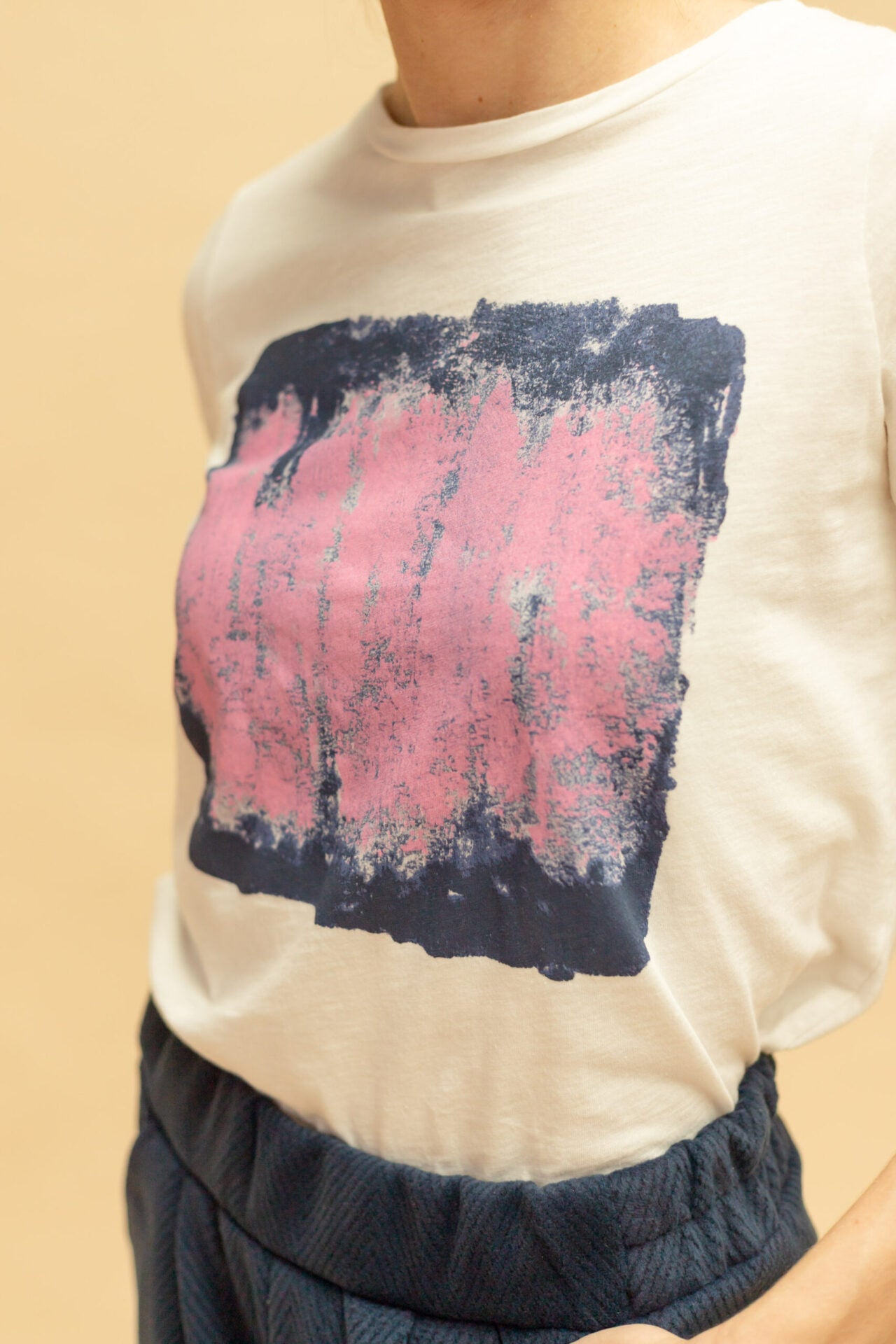 Tee-shirt à motif "Flag paint" - Navy/rose