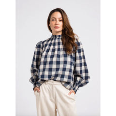 Blouse "Tissam" - Check navy