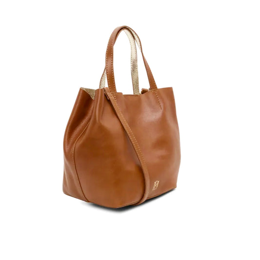 Petit cabas "Sweety" cuir - Camel/or