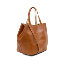 Petit cabas "Sweety" cuir - Camel/or