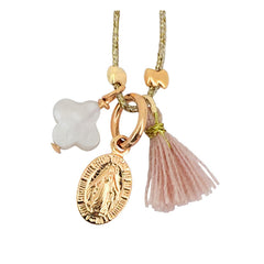 Bracelet-cordon "Charm-Madonne" - Or rose